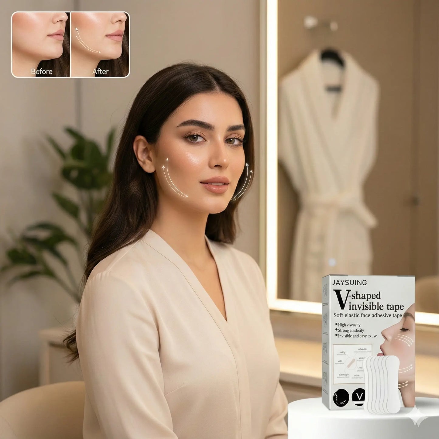 شريط الشدّ الخفيّ لتحديد الوجه ومحو علامات الترهل